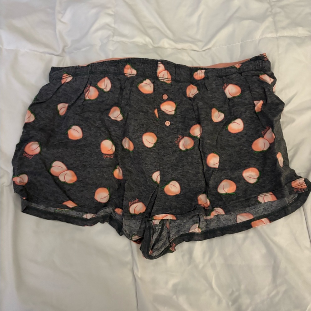 PINK Victoria's Secret Gray Shorts with Peach Print